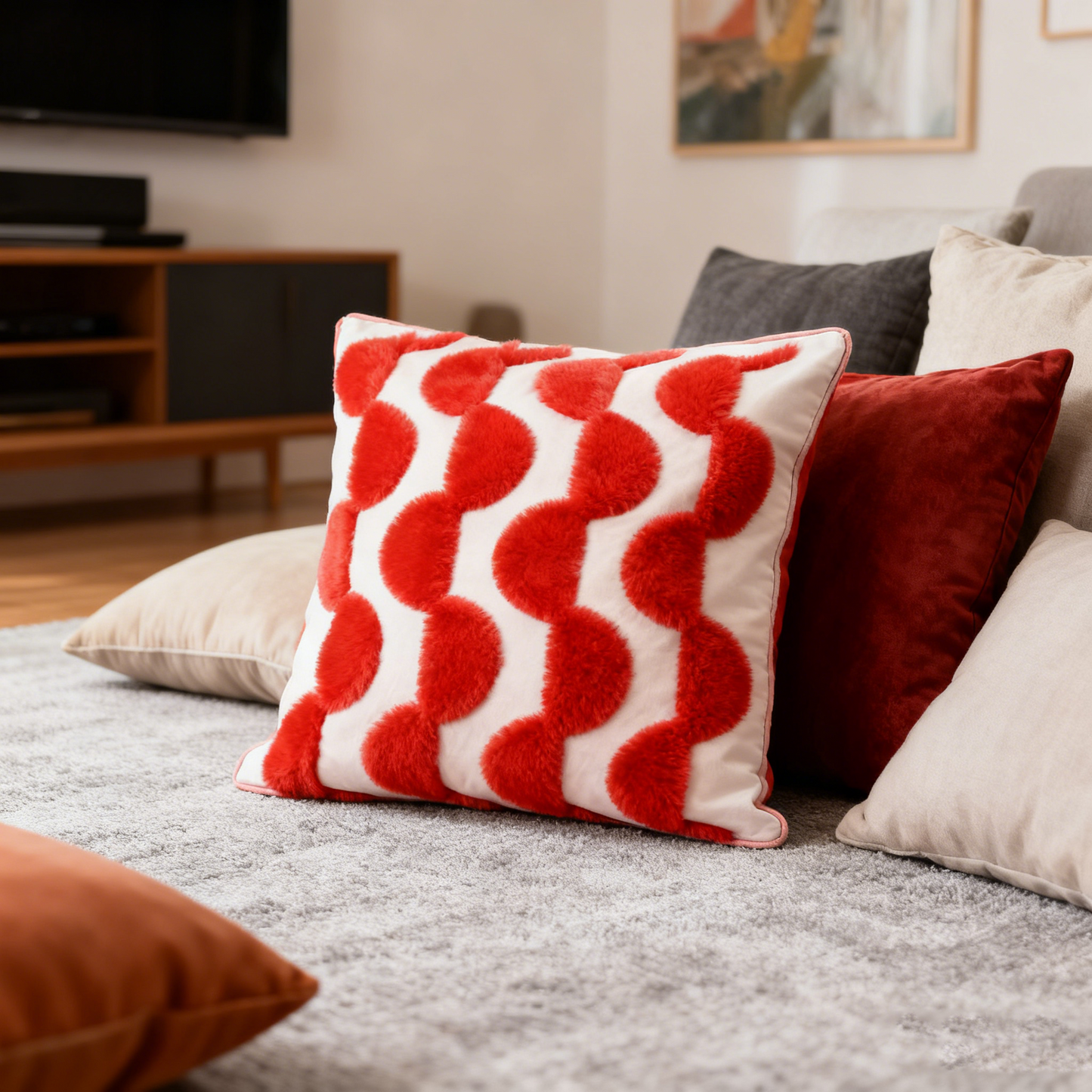 Minimalist Circular Textured Patterned Cushion