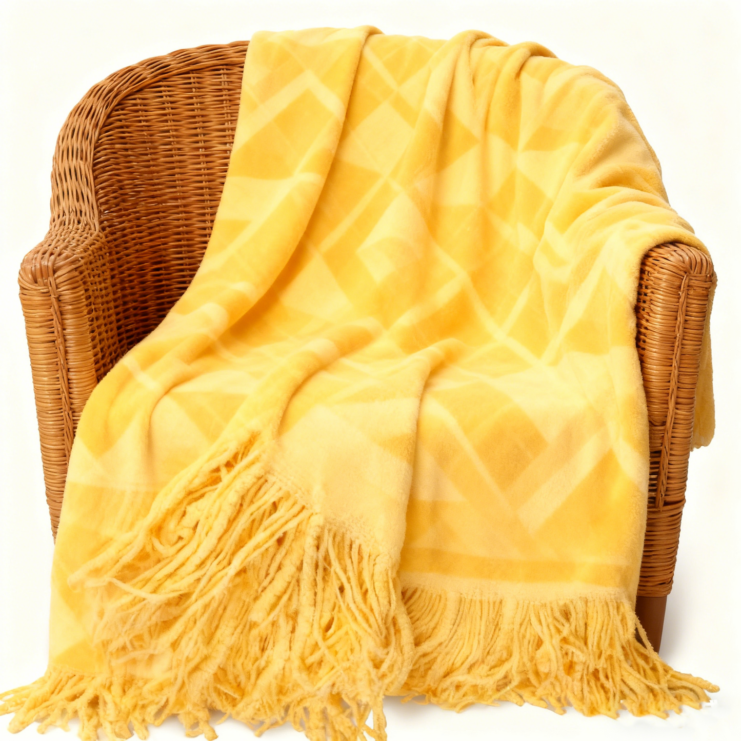 Textured Diamond Fringes Throw Blanket