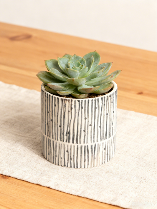 Bamboo Patterned Ceramic Decor Pot