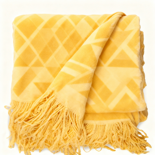 Textured Diamond Fringes Throw Blanket