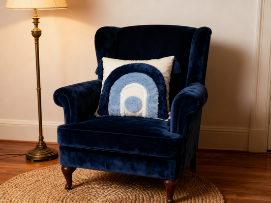 Color Blocked Rainbow Tassels Cushion