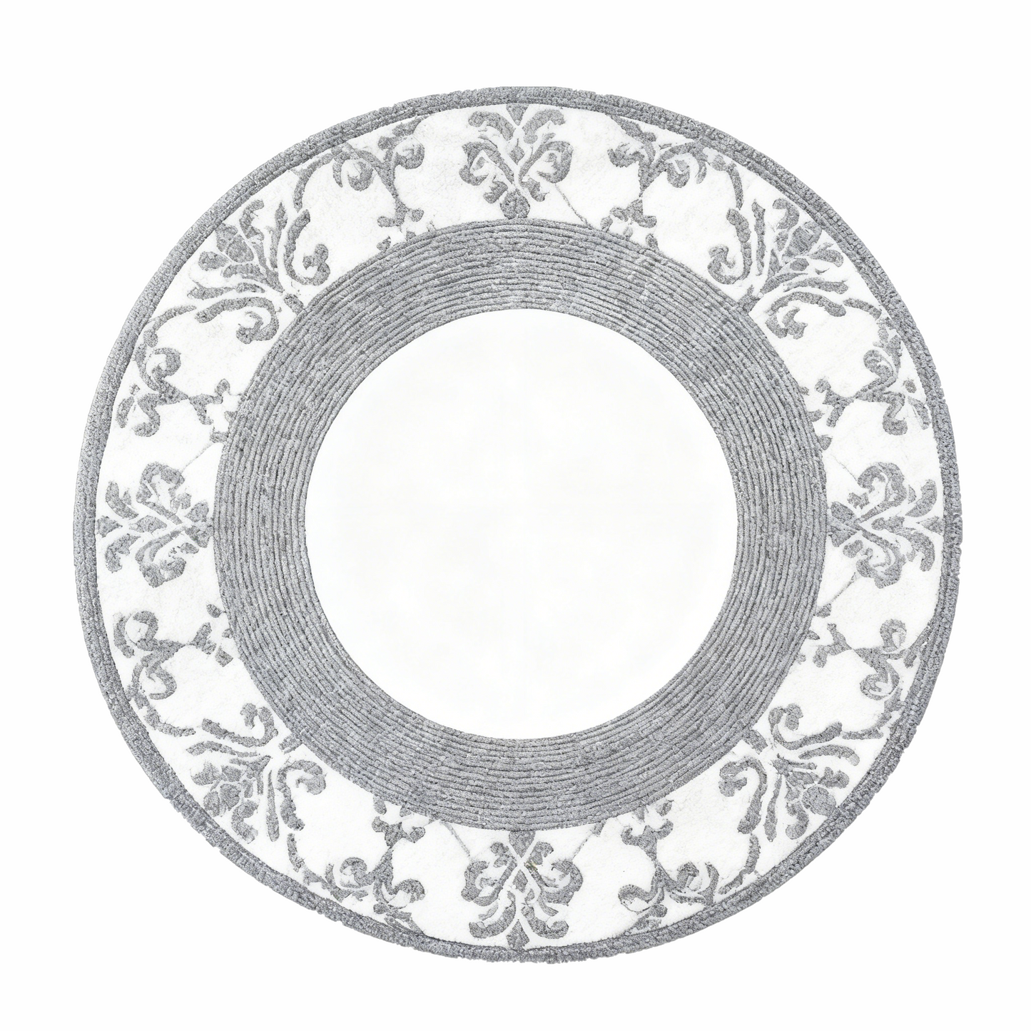 Textured Grey Circular Rug