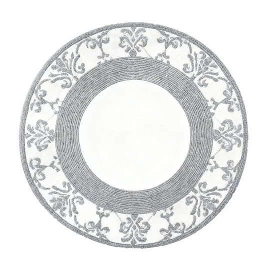 Textured Grey Circular Rug