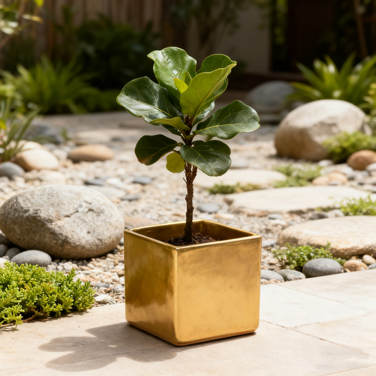 Matte Gold Square Ceramic Decor Pot