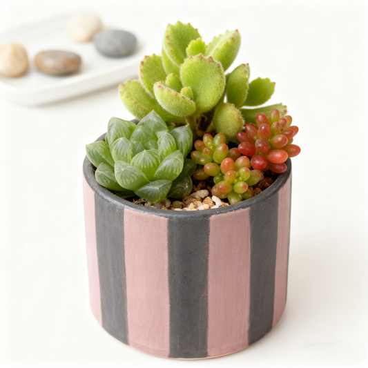 Artistic Striped Ceramic Decor Pot