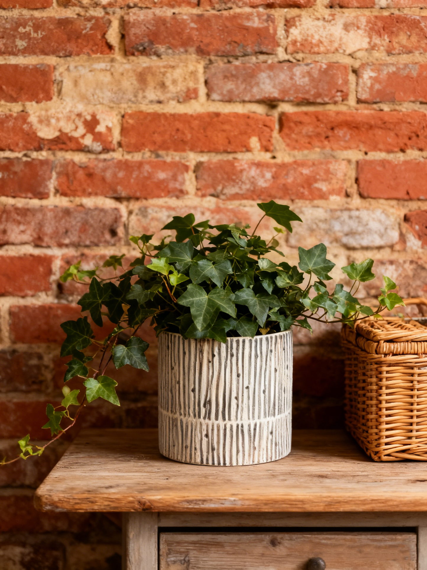 Bamboo Patterned Ceramic Decor Pot