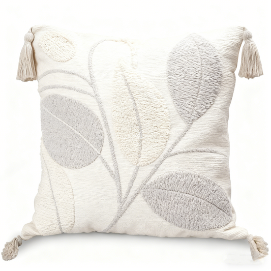 Boho Chic Leaf Embroidered Cushion
