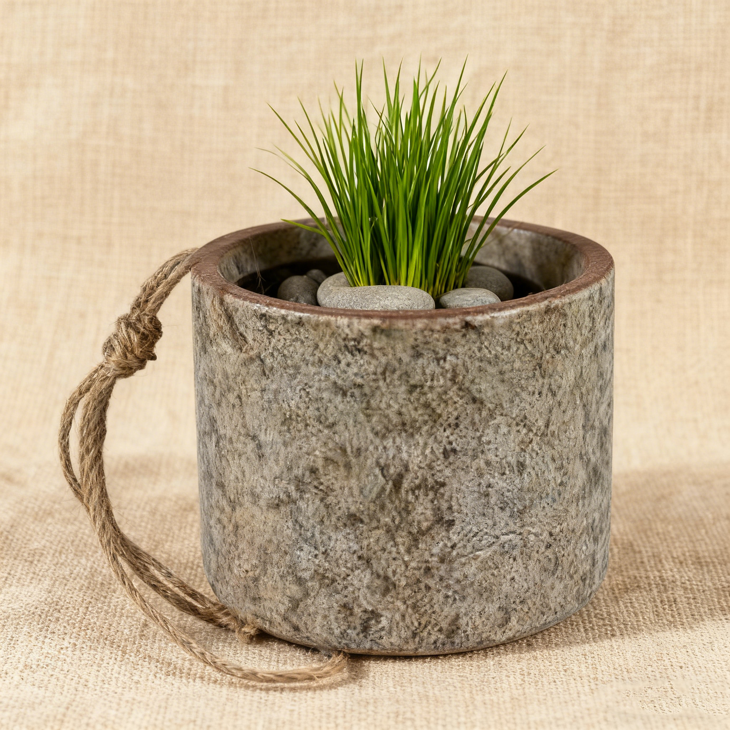 Textured Ceramic Decor Pot with Rope Detail