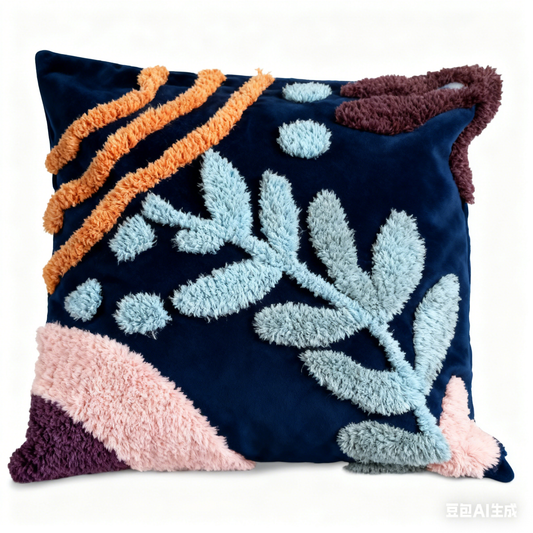Botanical Embroidered Textured Cushion