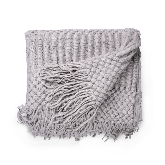 Minimalist Fringed Knit Throw Blanket